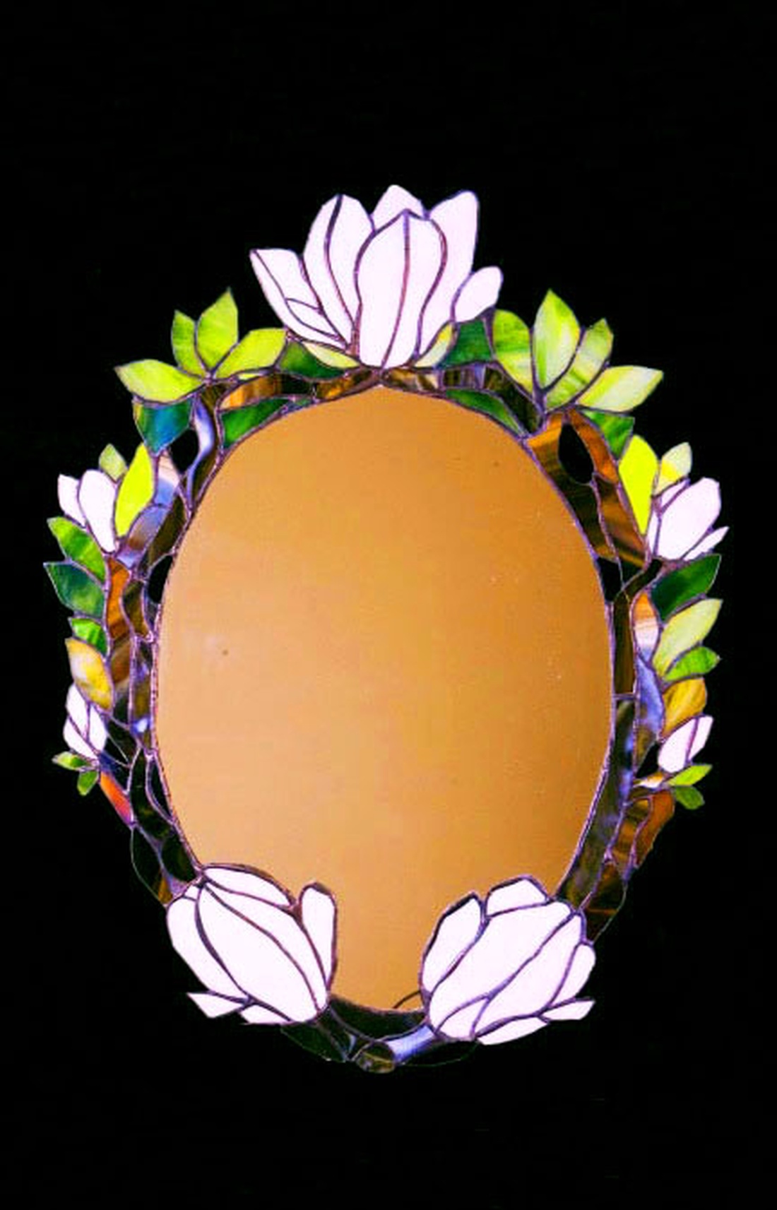 Oglindă tiffany Magnolia albă - - Artynos.ro Oglindă tiffany Magnolia albă - - Artynos.ro