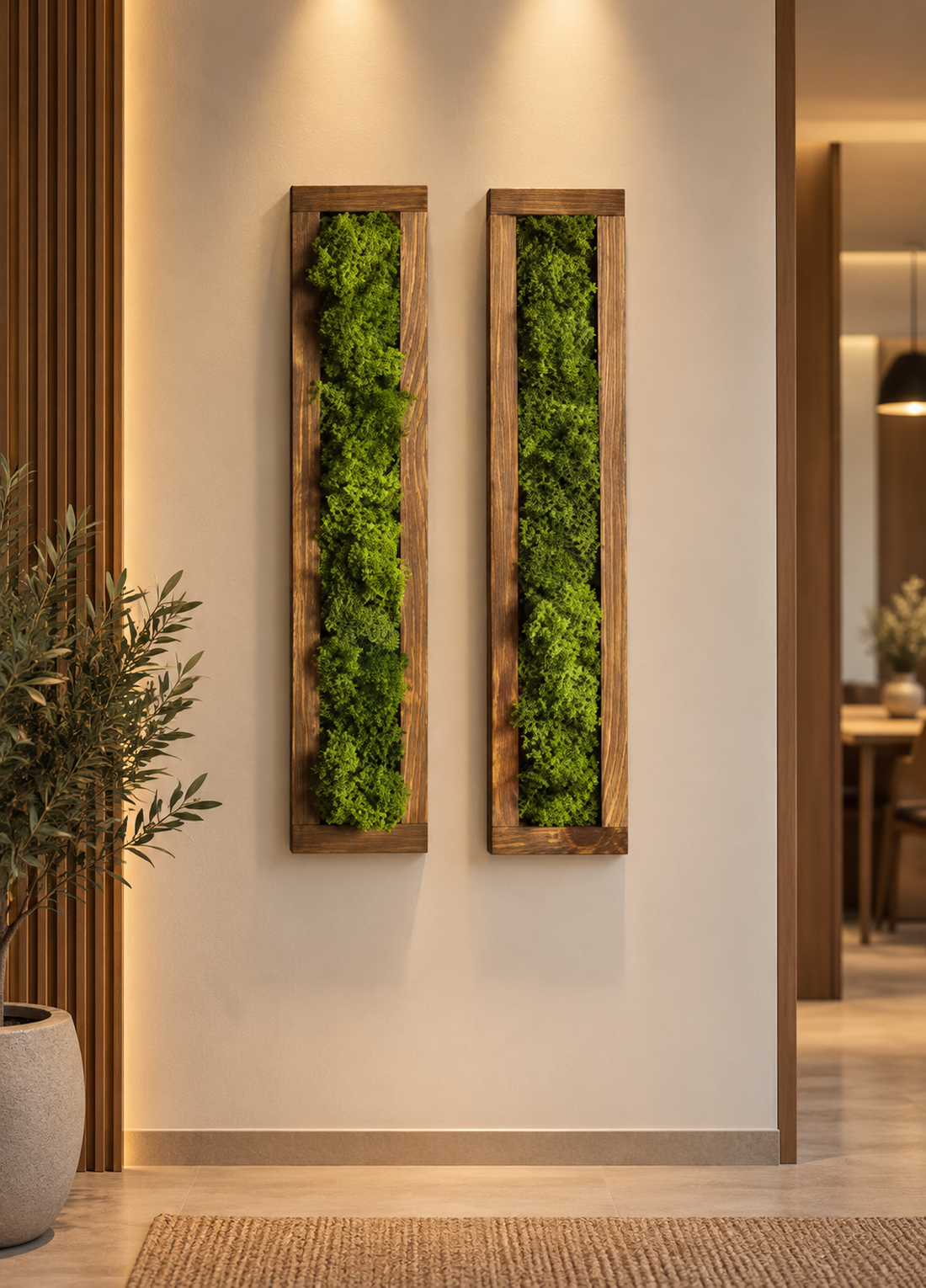Tablou din licheni stabilizati, rama maro 100x15 cm - casă & stil de viață - decorațiuni de casă - decorațiuni de pereți - tablou cu licheni - Artynos.ro