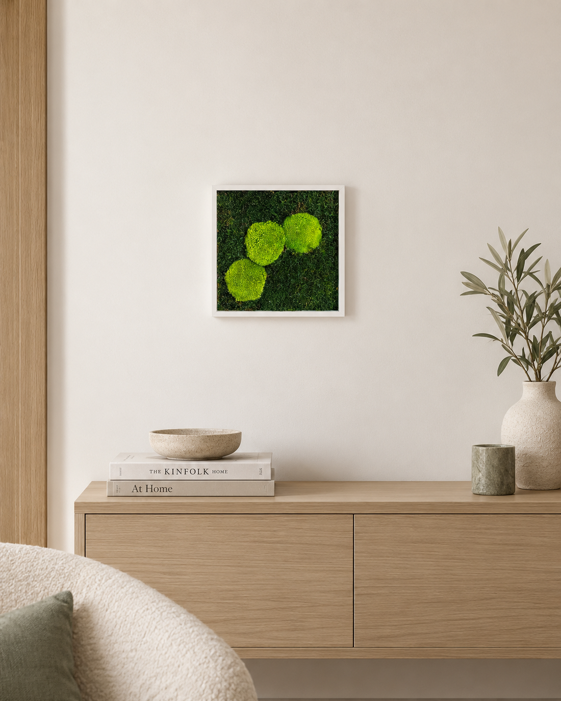 Tablou din muschi plat si muschi bombat stabilizat 30x30 cm - casă & stil de viață - decorațiuni de casă - decorațiuni de pereți - tablou cu licheni - Artynos.ro