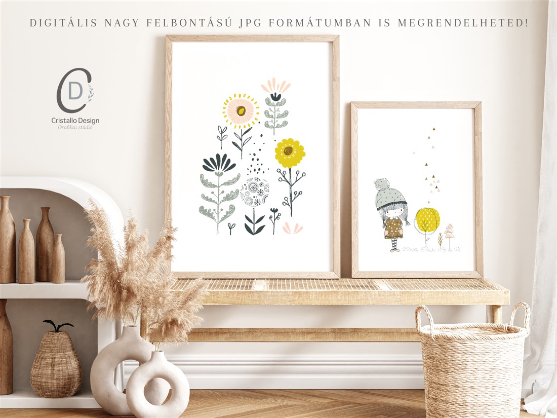 Fată cu baloane artă de perete, poster scandinav, cameră pentru copii set de artă de perete 3 piese -  - Artynos.ro