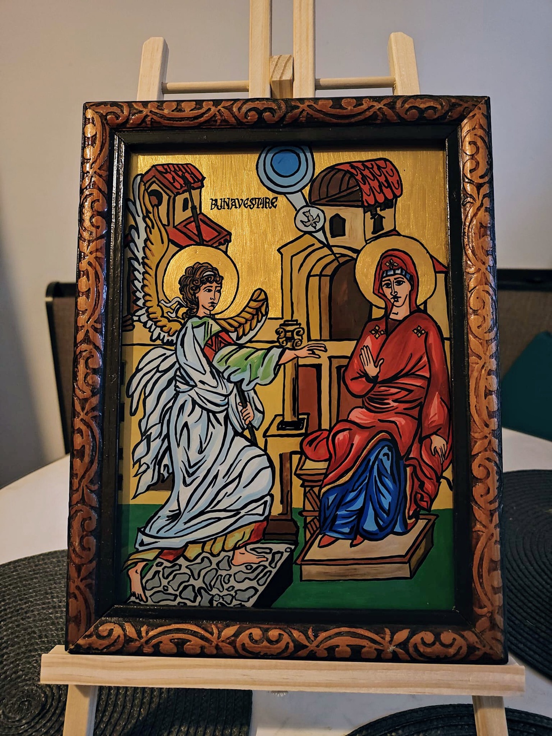 Icoana pictata pe sticla Bunavestire - arte vizuale și accesorii - picturi - pictură pe sticlă - Artynos.ro Icoana pictata pe sticla Bunavestire - arte vizuale și accesorii - picturi - pictură pe sticlă - Artynos.ro