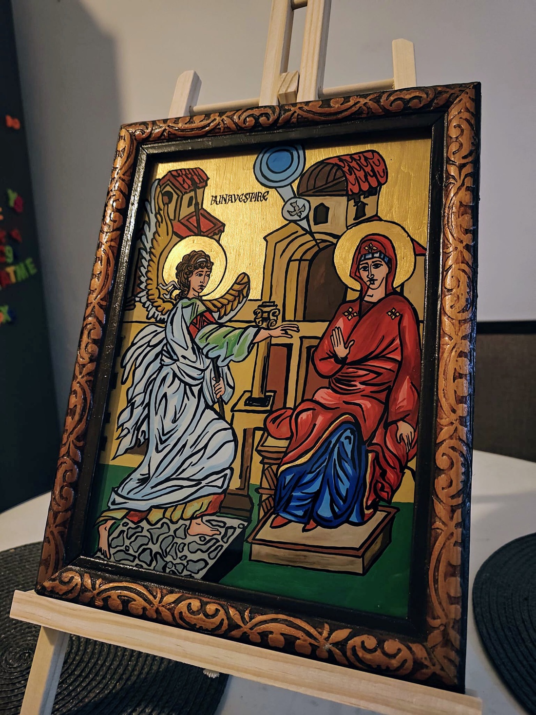 Icoana pictata pe sticla Bunavestire - arte vizuale și accesorii - picturi - pictură pe sticlă - Artynos.ro Icoana pictata pe sticla Bunavestire - arte vizuale și accesorii - picturi - pictură pe sticlă - Artynos.ro