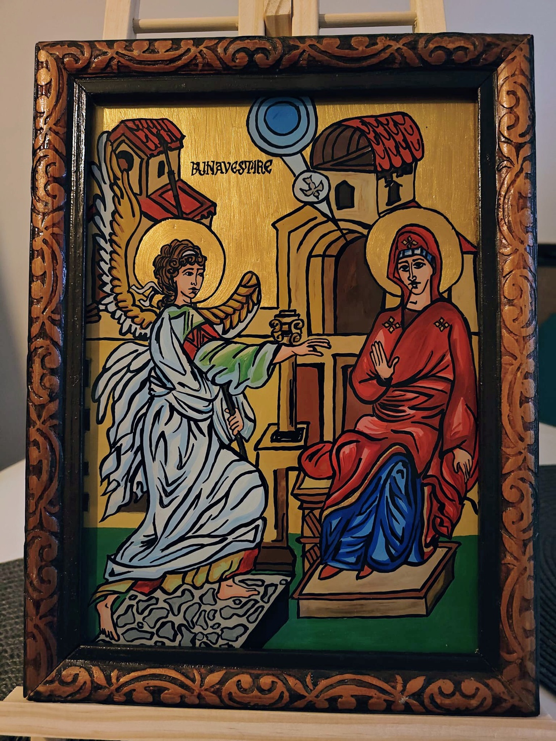 Icoana pictata pe sticla Bunavestire - arte vizuale și accesorii - picturi - pictură pe sticlă - Artynos.ro Icoana pictata pe sticla Bunavestire - arte vizuale și accesorii - picturi - pictură pe sticlă - Artynos.ro