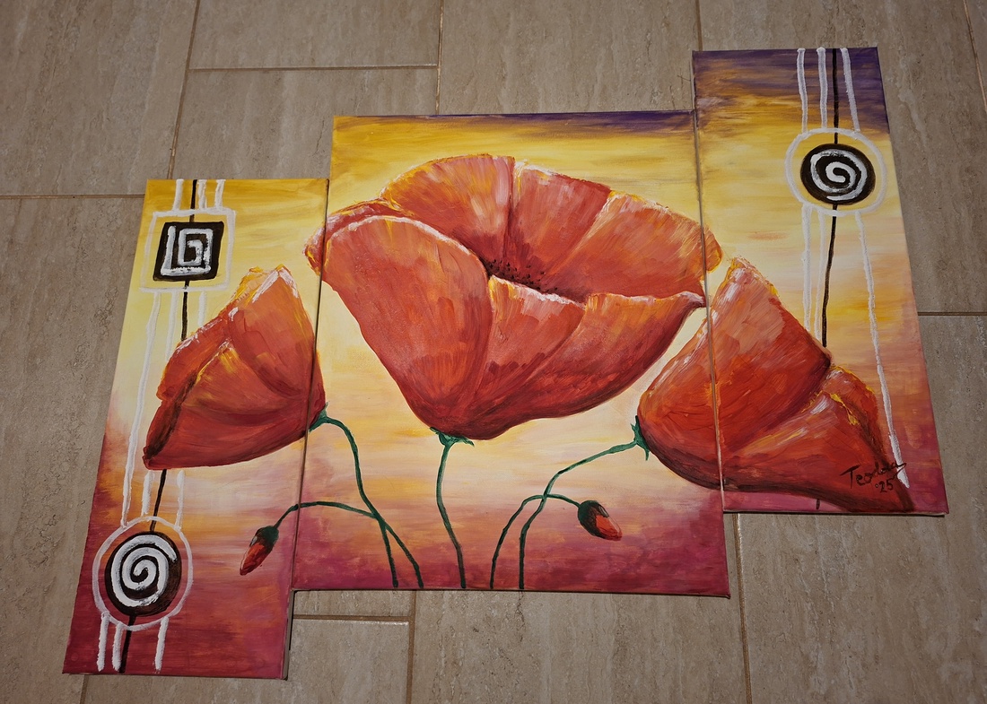 Tablou pictat manual Maci - arte vizuale și accesorii  - picturi - pictură acrilică - Artynos.ro