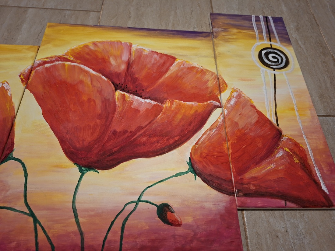 Tablou pictat manual Maci - arte vizuale și accesorii  - picturi - pictură acrilică - Artynos.ro