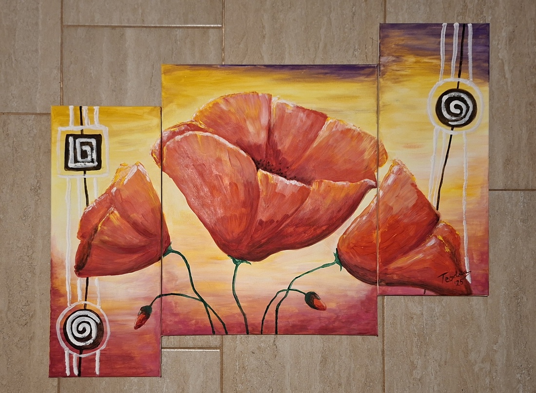 Tablou pictat manual Maci - arte vizuale și accesorii  - picturi - pictură acrilică - Artynos.ro