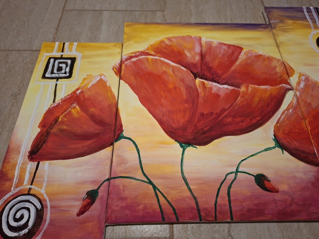 Tablou pictat manual Maci - arte vizuale și accesorii  - picturi - pictură acrilică - Artynos.ro