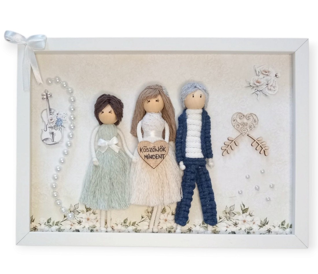 Bridal shower - Imagine personalizată 3D macramé a mirelui/ mirelui și a părinților -  - Artynos.ro