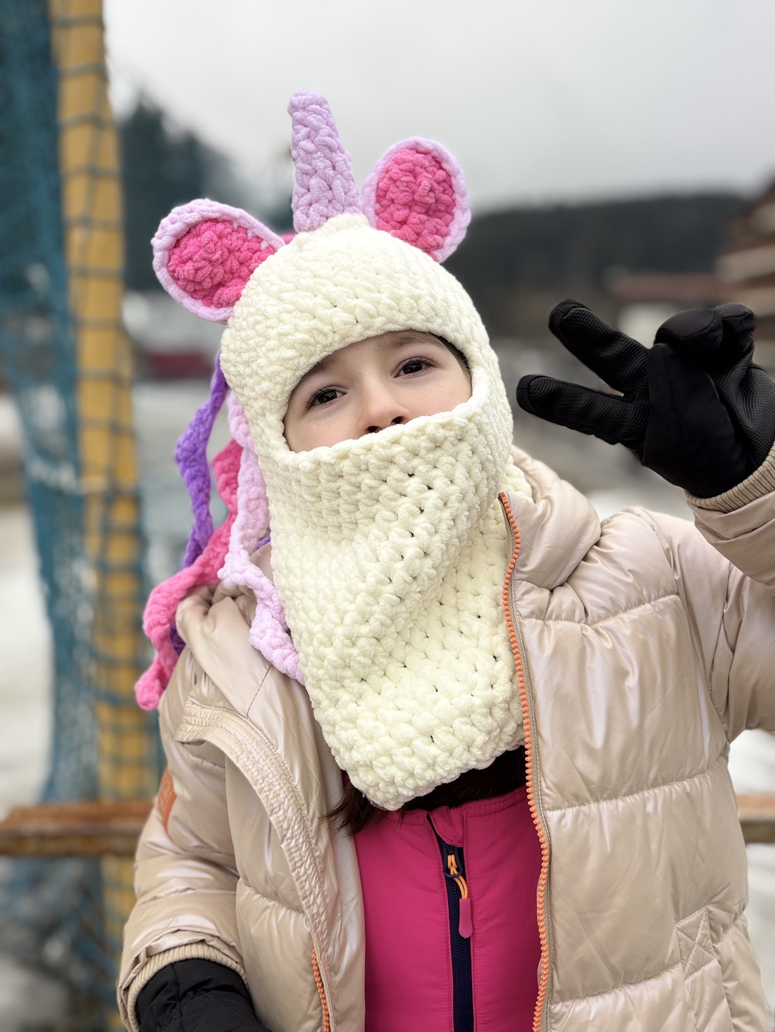 Cagulă �Unicorn de pluș - 6-10 ani - îmbrăcăminte și modă - eșarfe, pălării, fularuri - căciulă - Artynos.ro