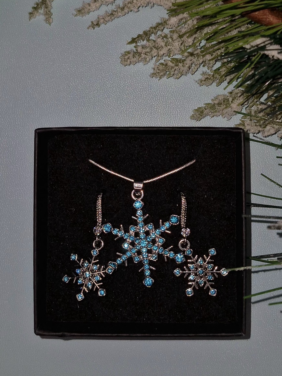 Set argint 925 cu fulgi de nea - crăciun - cadouri de moș crăciun - cadouri de moș crăciun - Artynos.ro