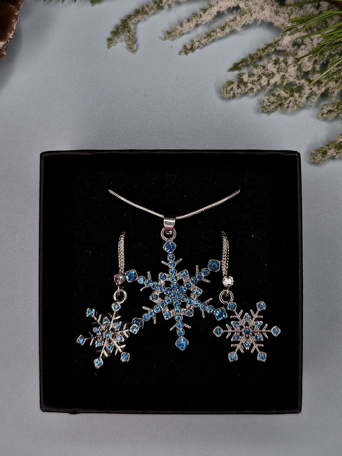 Set argint 925 cu fulgi de nea - crăciun - cadouri de moș crăciun - cadouri de moș crăciun - Artynos.ro