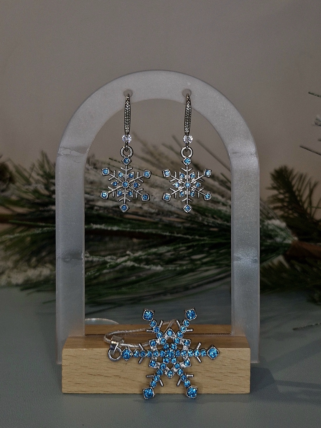 Set argint 925 cu fulgi de nea - crăciun - cadouri de moș crăciun - cadouri de moș crăciun - Artynos.ro