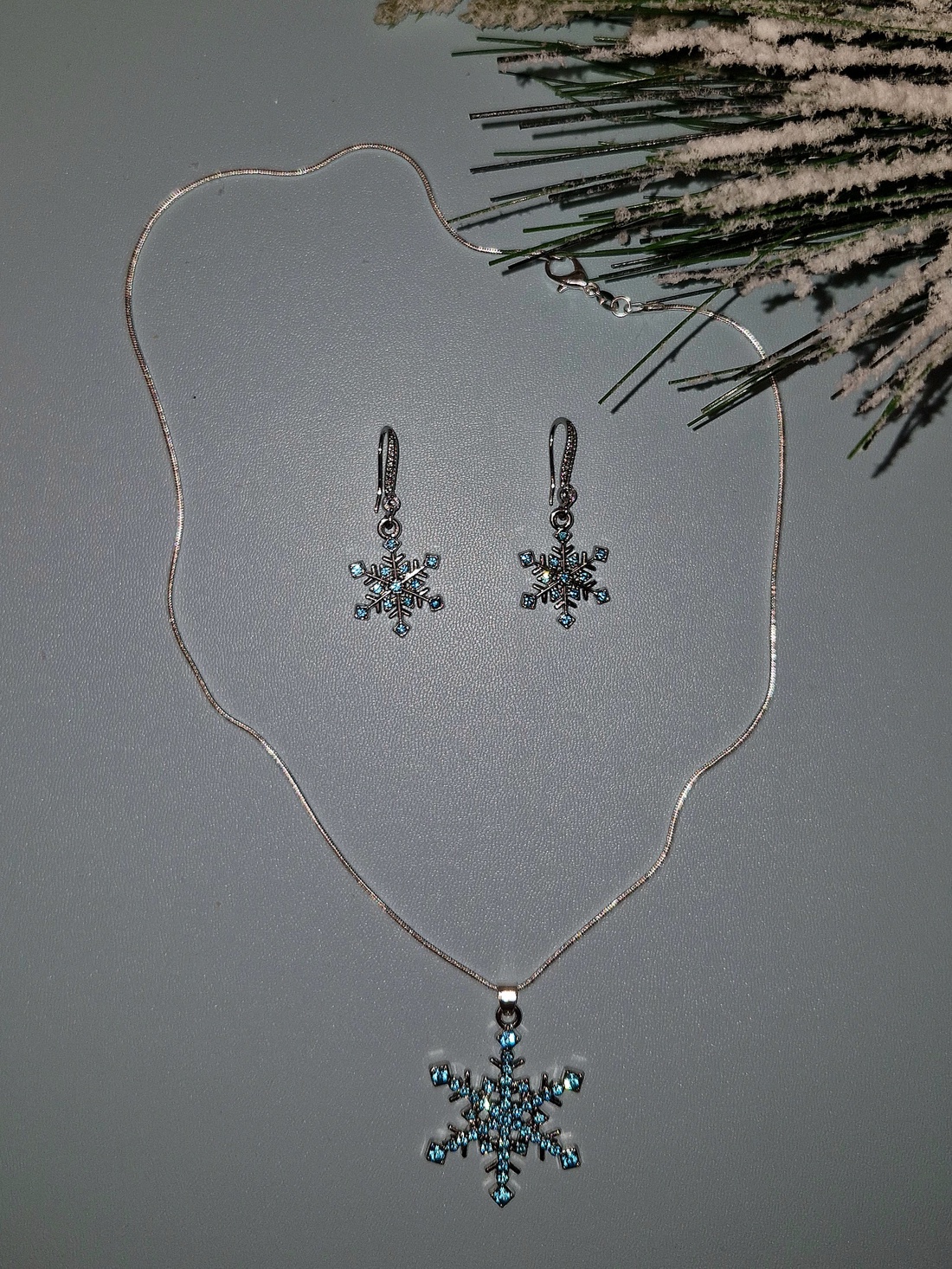 Set argint 925 cu fulgi de nea - crăciun - cadouri de moș crăciun - cadouri de moș crăciun - Artynos.ro