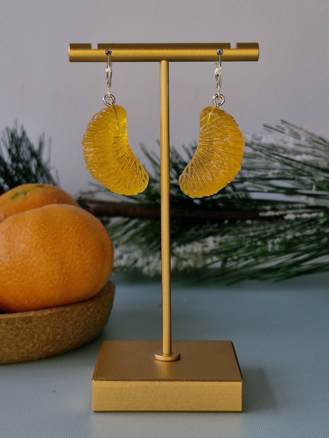 Cercei argint 925 cu cu felii de mandarine - crăciun - cadouri de moș crăciun - cadouri de moș crăciun - Artynos.ro