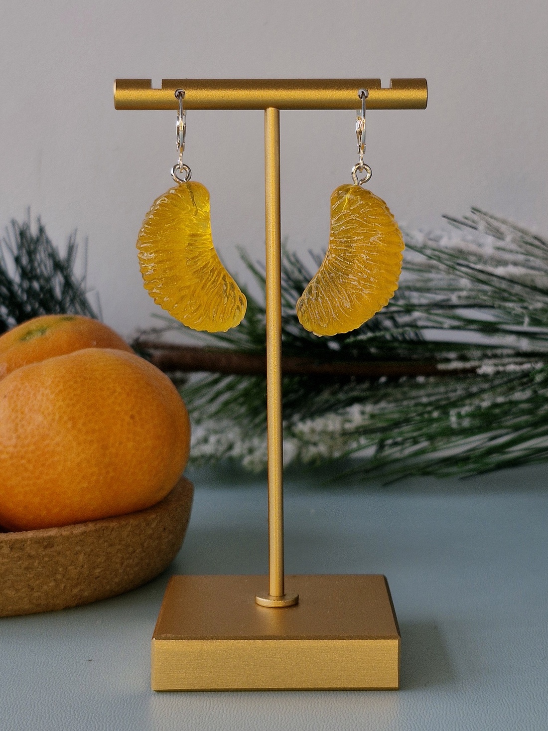 Cercei argint 925 cu cu felii de mandarine - crăciun - cadouri de moș crăciun - cadouri de moș crăciun - Artynos.ro