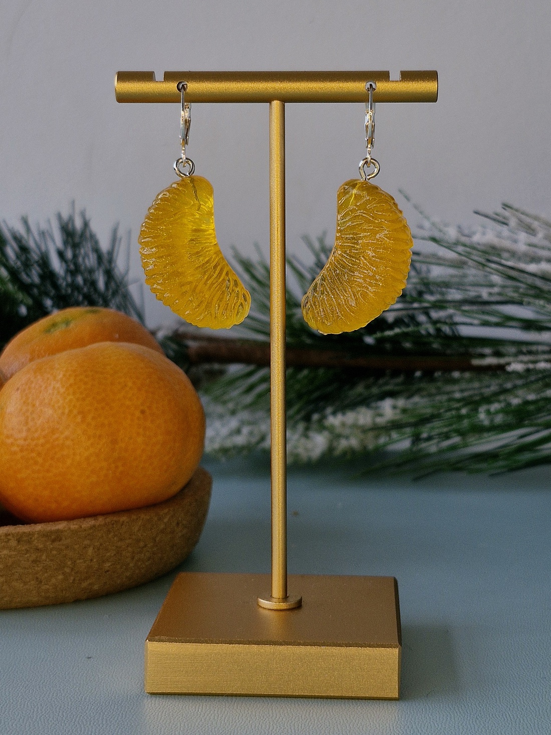 Cercei argint 925 cu cu felii de mandarine - crăciun - cadouri de moș crăciun - cadouri de moș crăciun - Artynos.ro