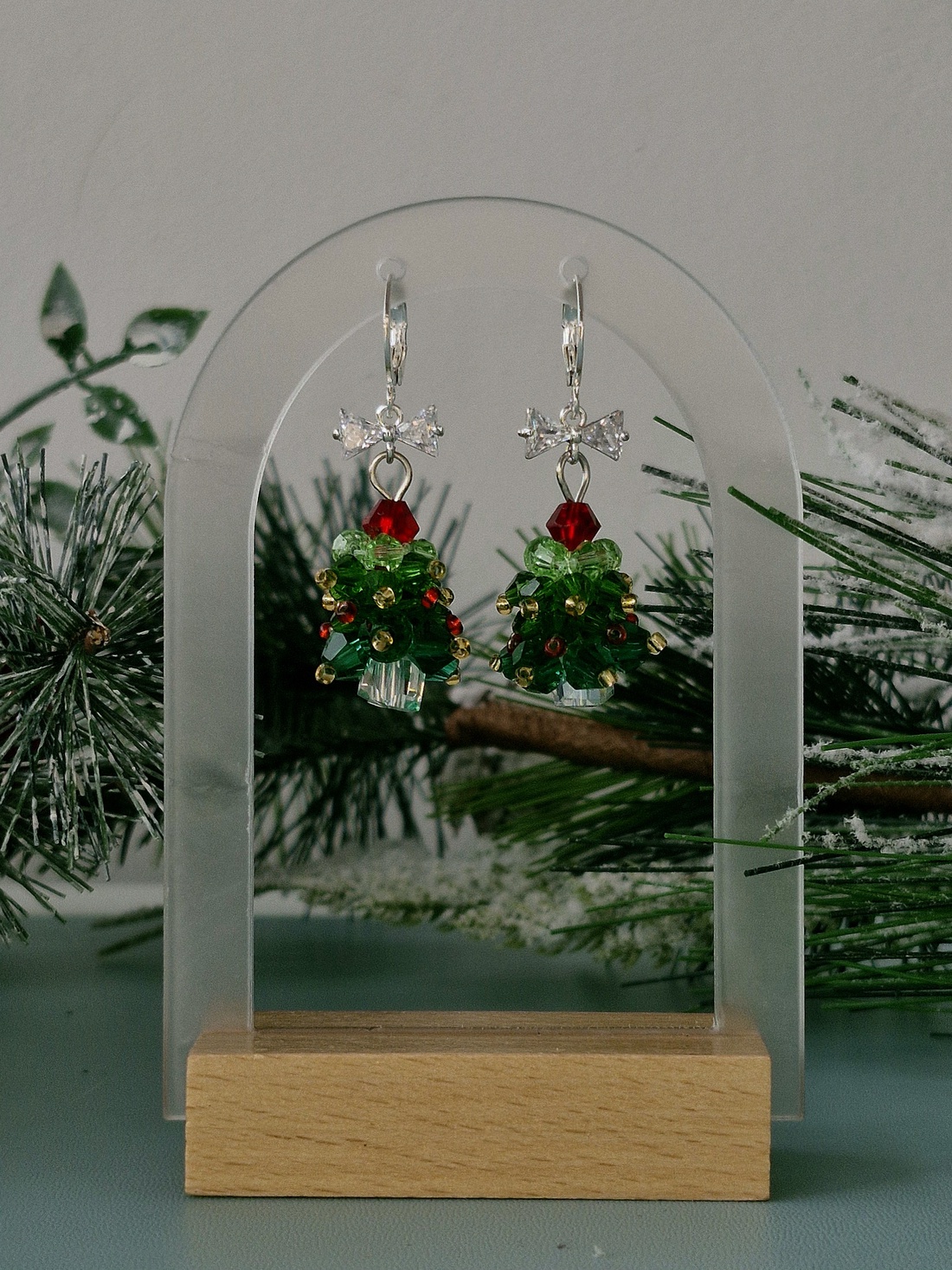 Cercei argint 925 cu brazi de sticlă - crăciun - cadouri de moș crăciun - cadouri de moș crăciun - Artynos.ro