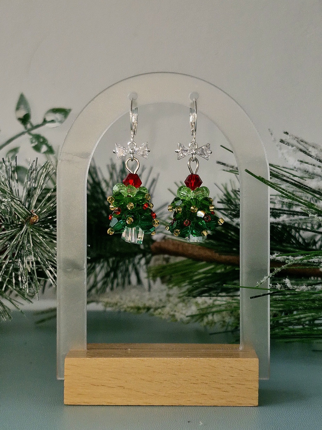 Cercei argint 925 cu brazi de sticlă - crăciun - cadouri de moș crăciun - cadouri de moș crăciun - Artynos.ro