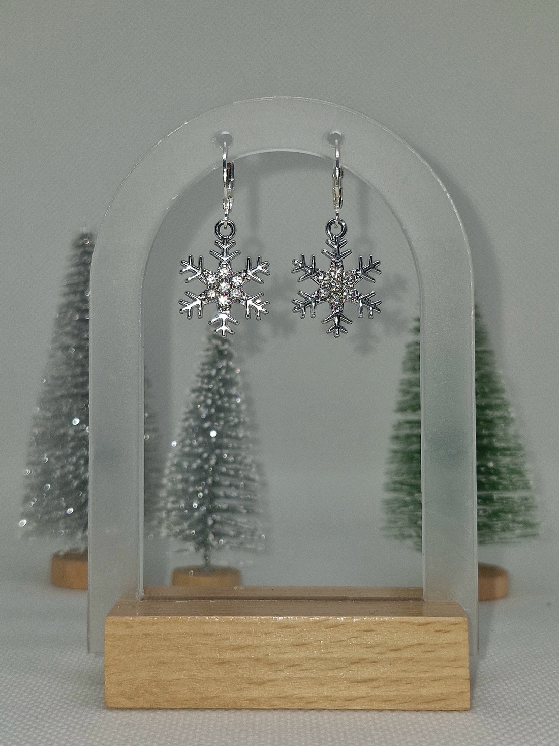 Cercei argint 925 cu fulgi argintii mici - crăciun - cadouri de moș crăciun - cadouri de moș crăciun - Artynos.ro