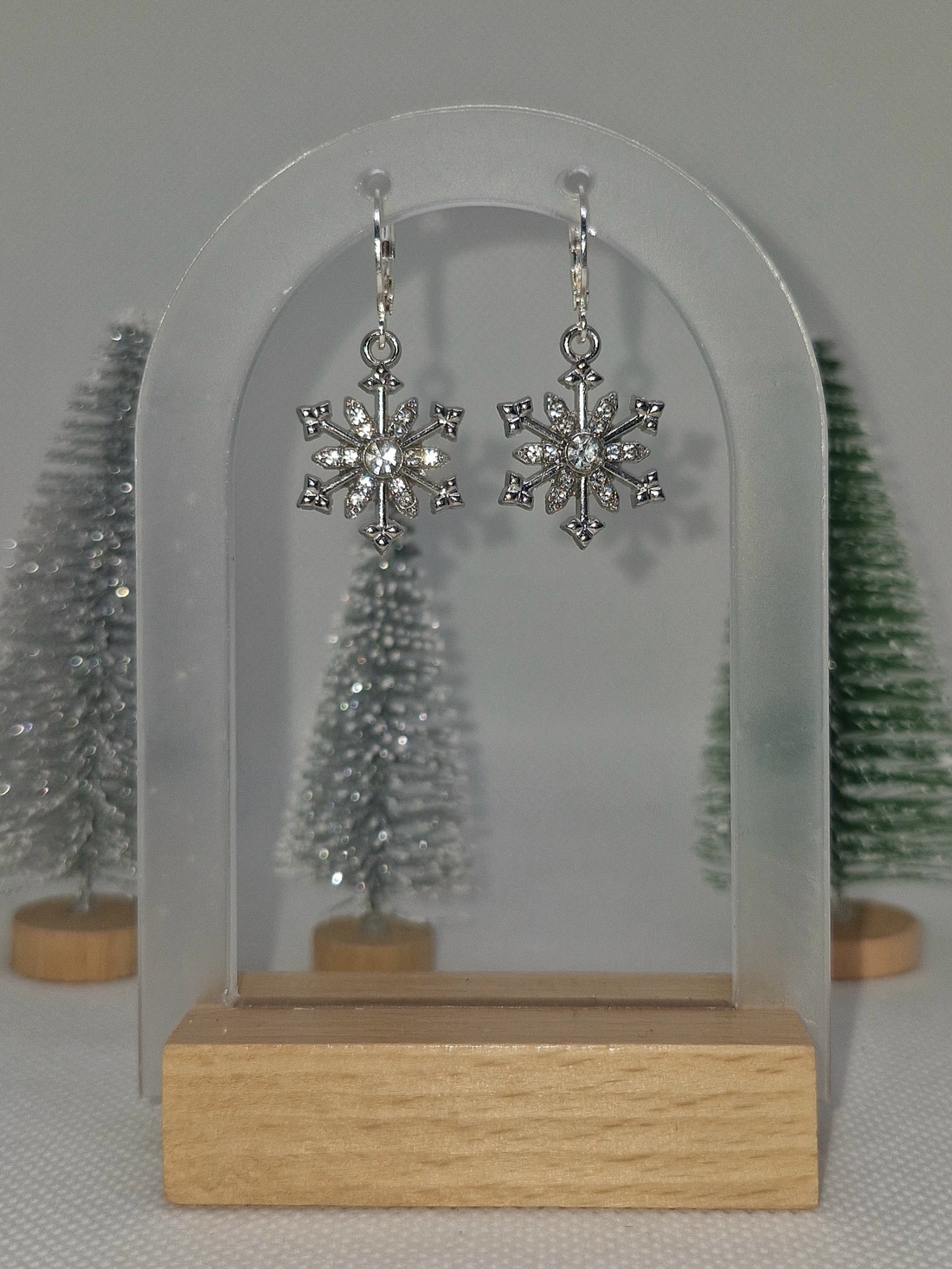 Cercei argint 925 cu fulgi argintii mari - crăciun - cadouri de moș crăciun - cadouri de moș crăciun - Artynos.ro