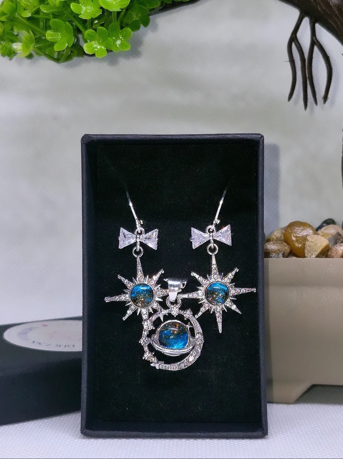 Set argint 925 cu steaua nordului și galaxie - bijuterii - cercei - cercei din argint - Artynos.ro