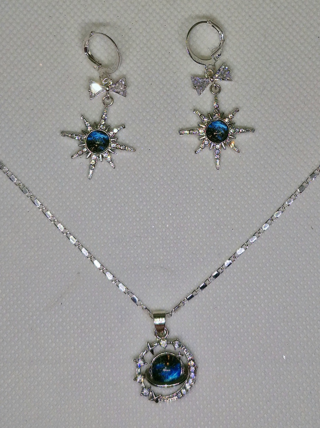 Set argint 925 cu steaua nordului și galaxie - bijuterii - cercei - cercei din argint - Artynos.ro