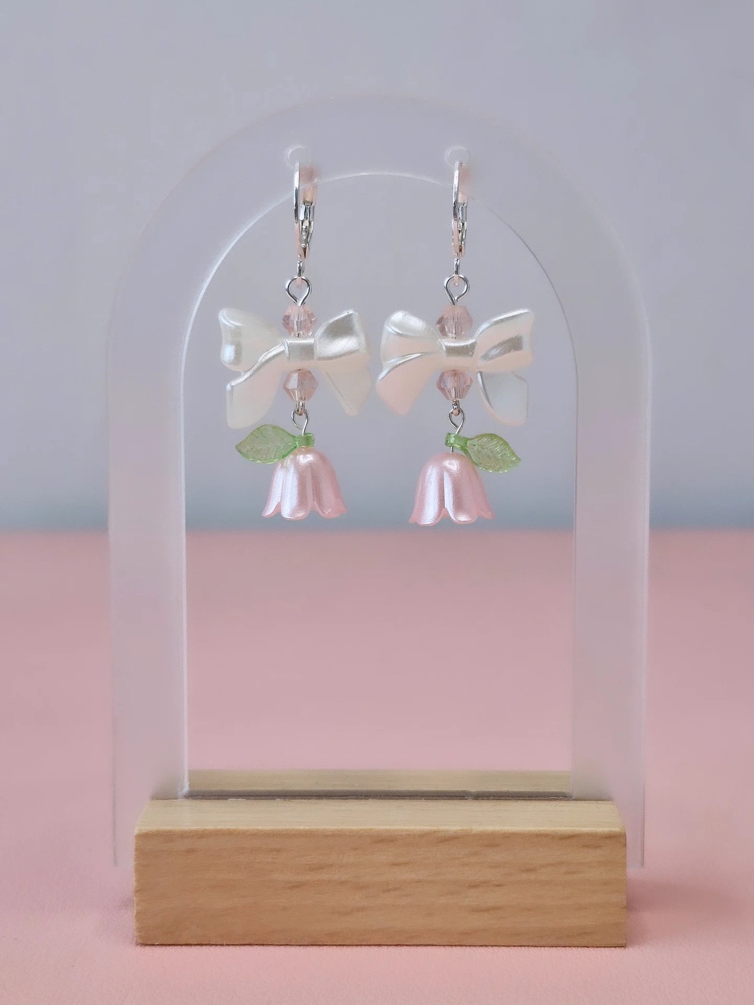 Cercei argint 925 cu fundițe si lalele roz - bijuterii - cercei - cercei din argint - Artynos.ro