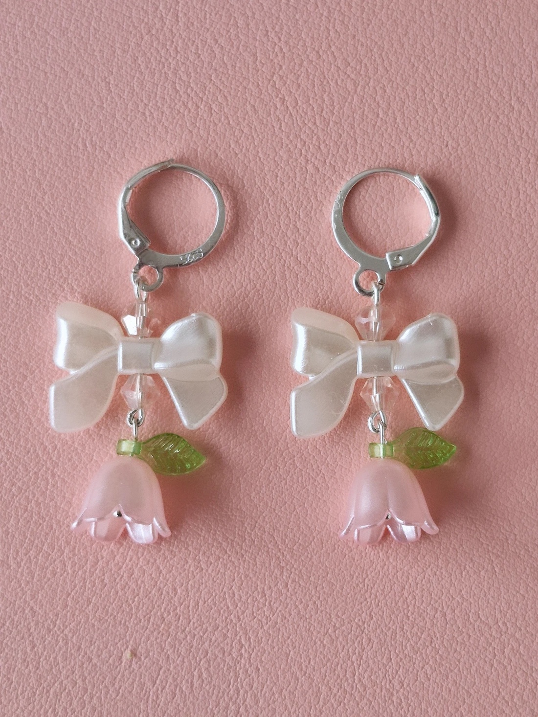 Cercei argint 925 cu fundițe si lalele roz - bijuterii - cercei - cercei din argint - Artynos.ro