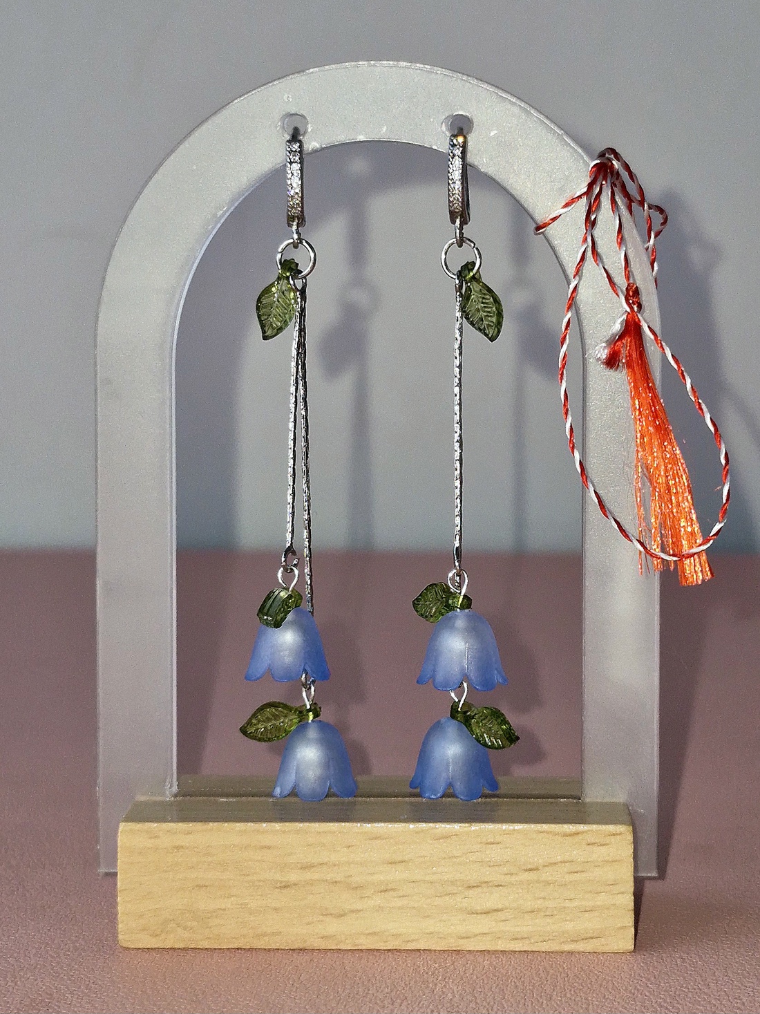 Cercei Vestirea Primăverii cu clopoței albastri - bijuterii - mărțișor - Artynos.ro