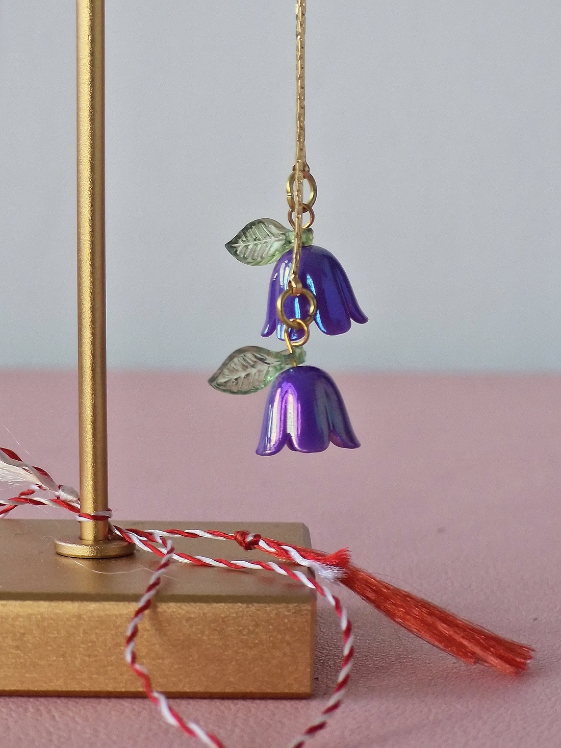 Cercei Vestirea Primăverii cu lalele mov - bijuterii - mărțișor - Artynos.ro