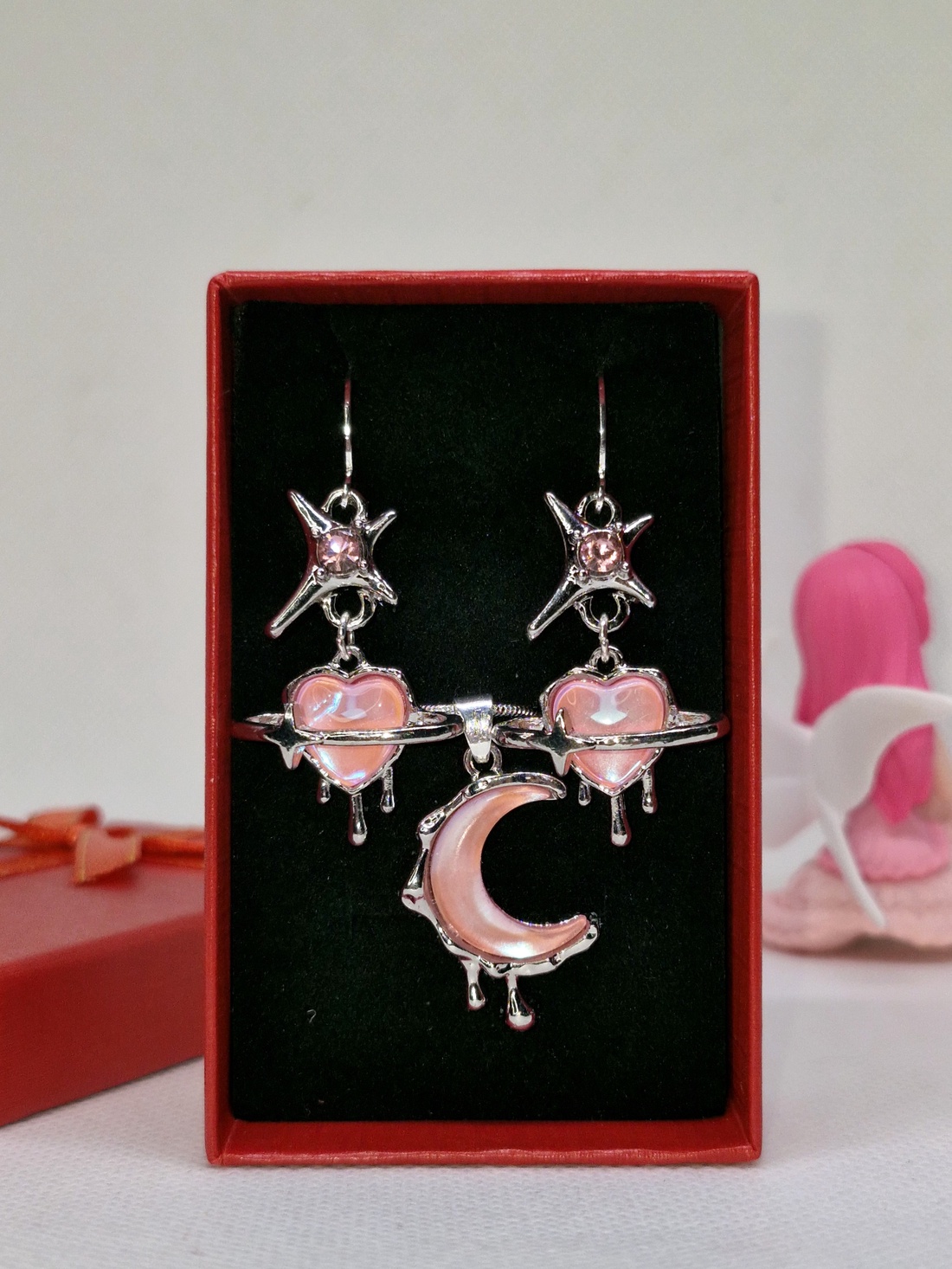 Set bijuterii Pink Dream placat cu argint 925 - bijuterii - cercei - cercei din argint - Artynos.ro