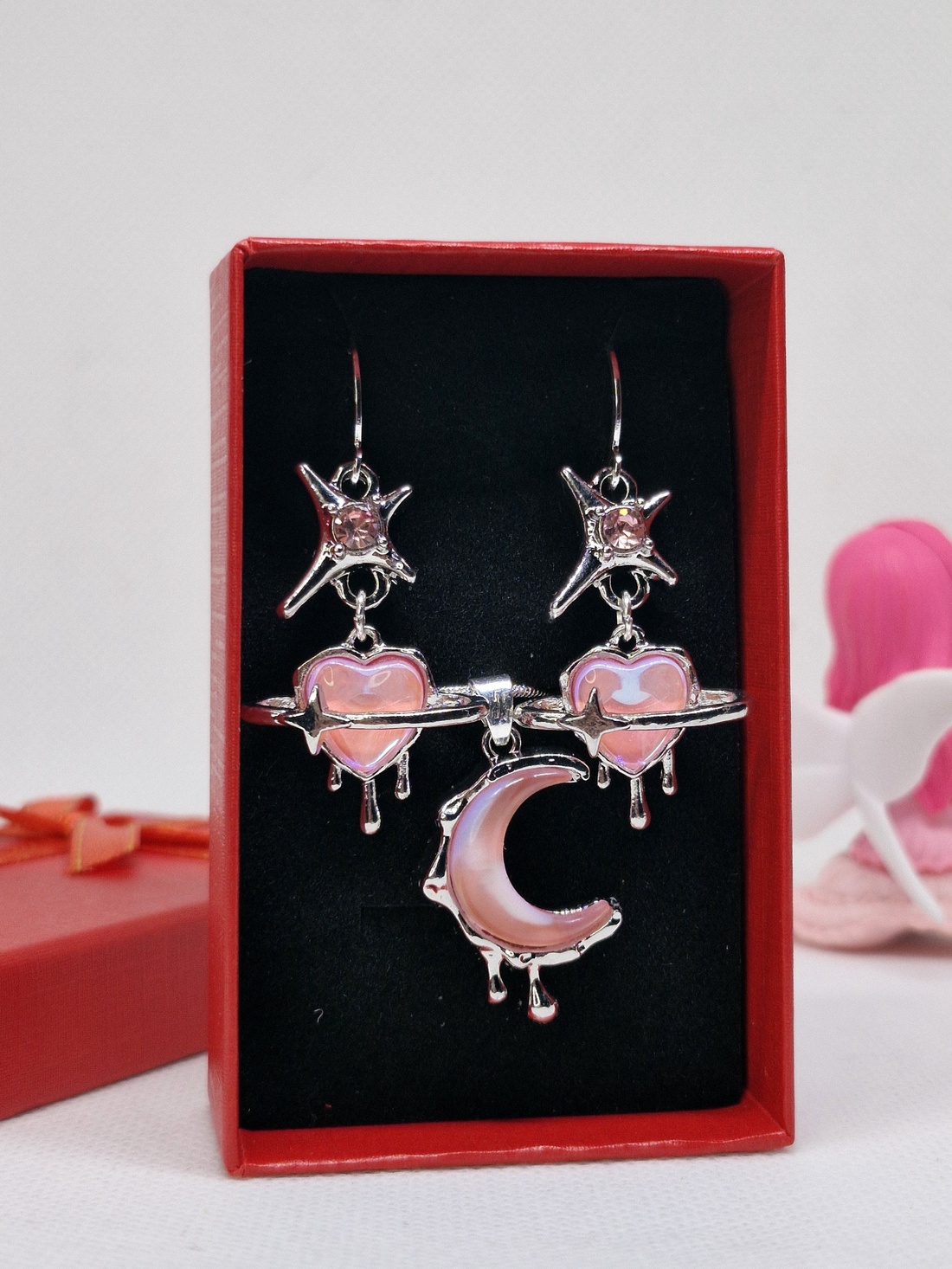 Set bijuterii Pink Dream placat cu argint 925 - bijuterii - cercei - cercei din argint - Artynos.ro