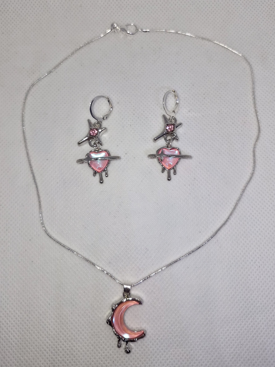 Set bijuterii Pink Dream placat cu argint 925 - bijuterii - cercei - cercei din argint - Artynos.ro