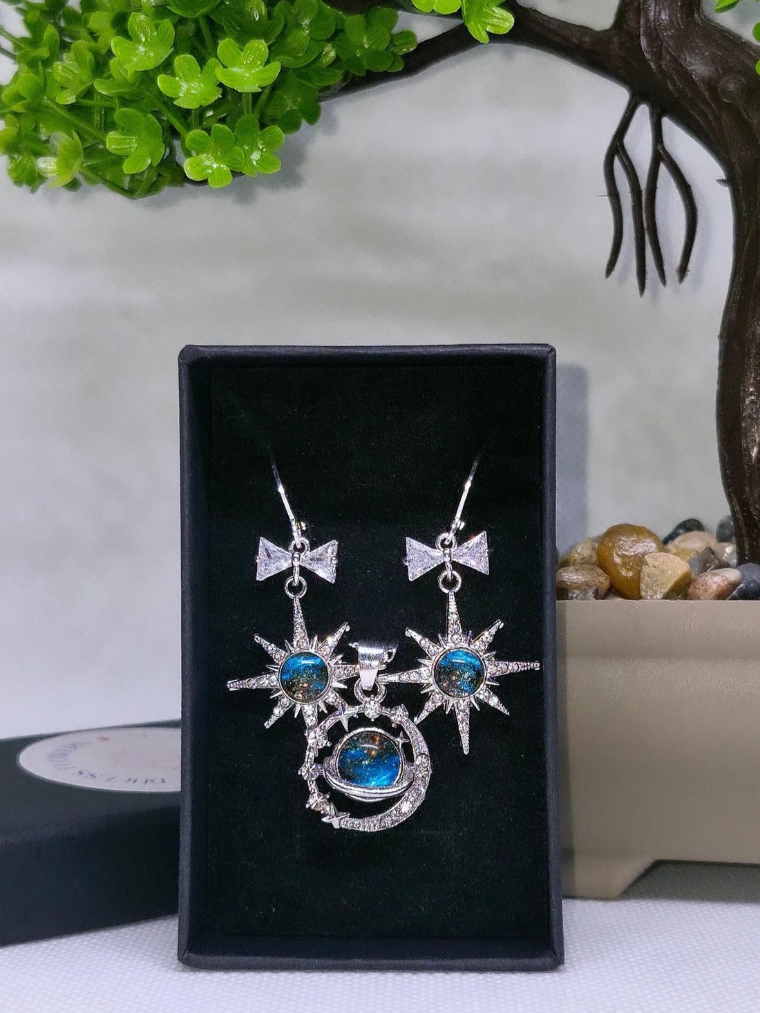 Set bijuterii Cosmos placat cu argint 925 - bijuterii - cercei - cercei din argint - Artynos.ro