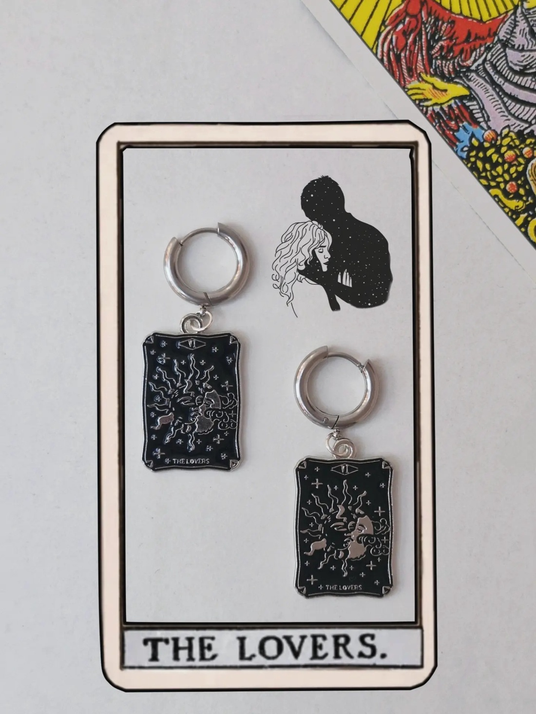 Cercei - Cartea Tarot The Lovers - bijuterii - cercei - cercei lungi - Artynos.ro