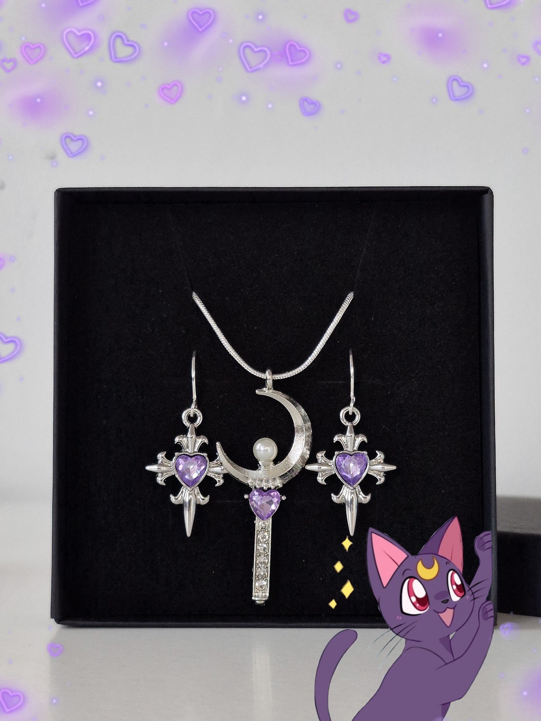 Set bijuterii Sailor Moon placat cu argint 925 - bijuterii - seturi de bijuterii - Artynos.ro