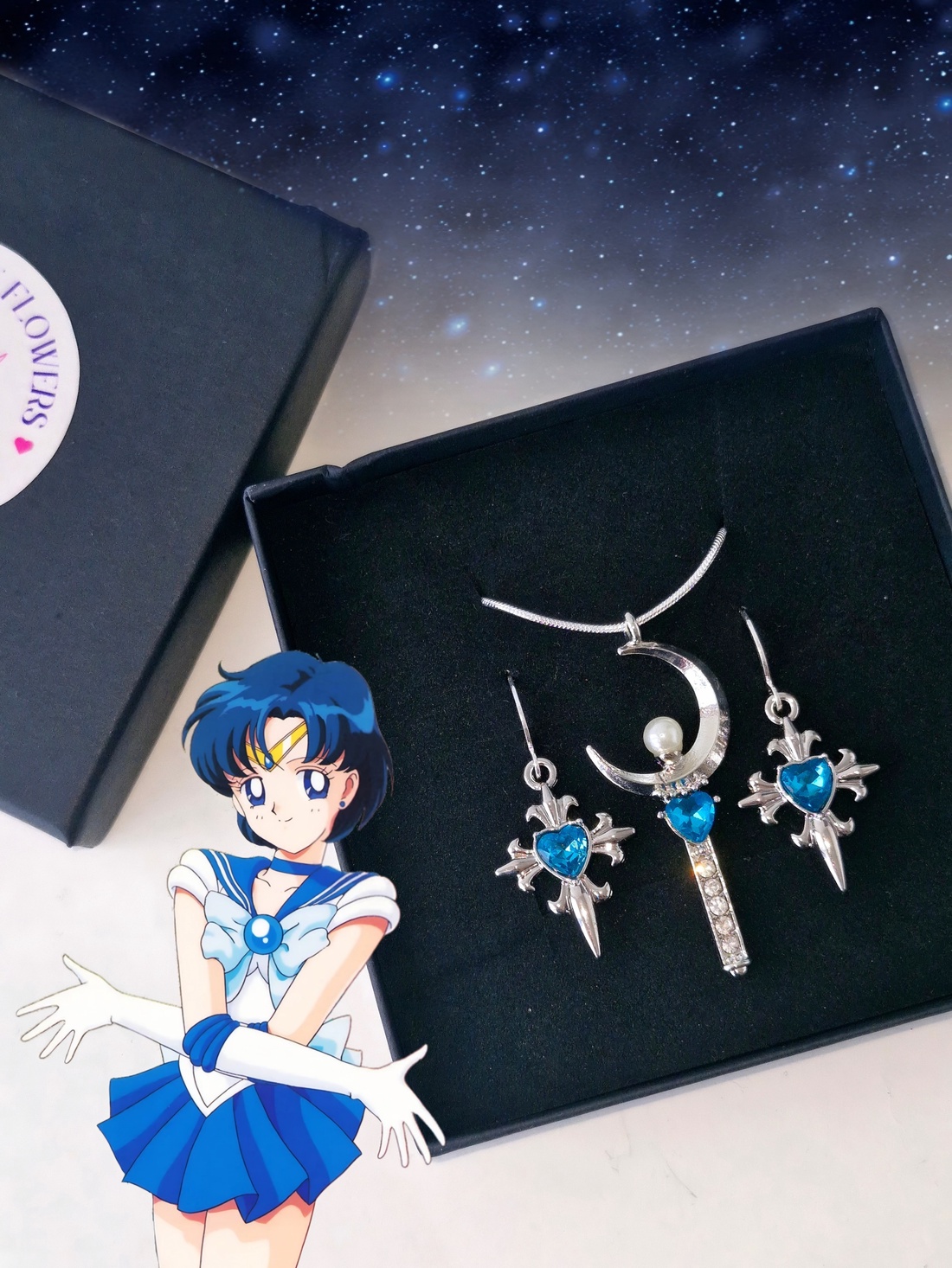 Set bijuterii Sailor Mercury placat cu argint 925 - bijuterii - seturi de bijuterii - Artynos.ro