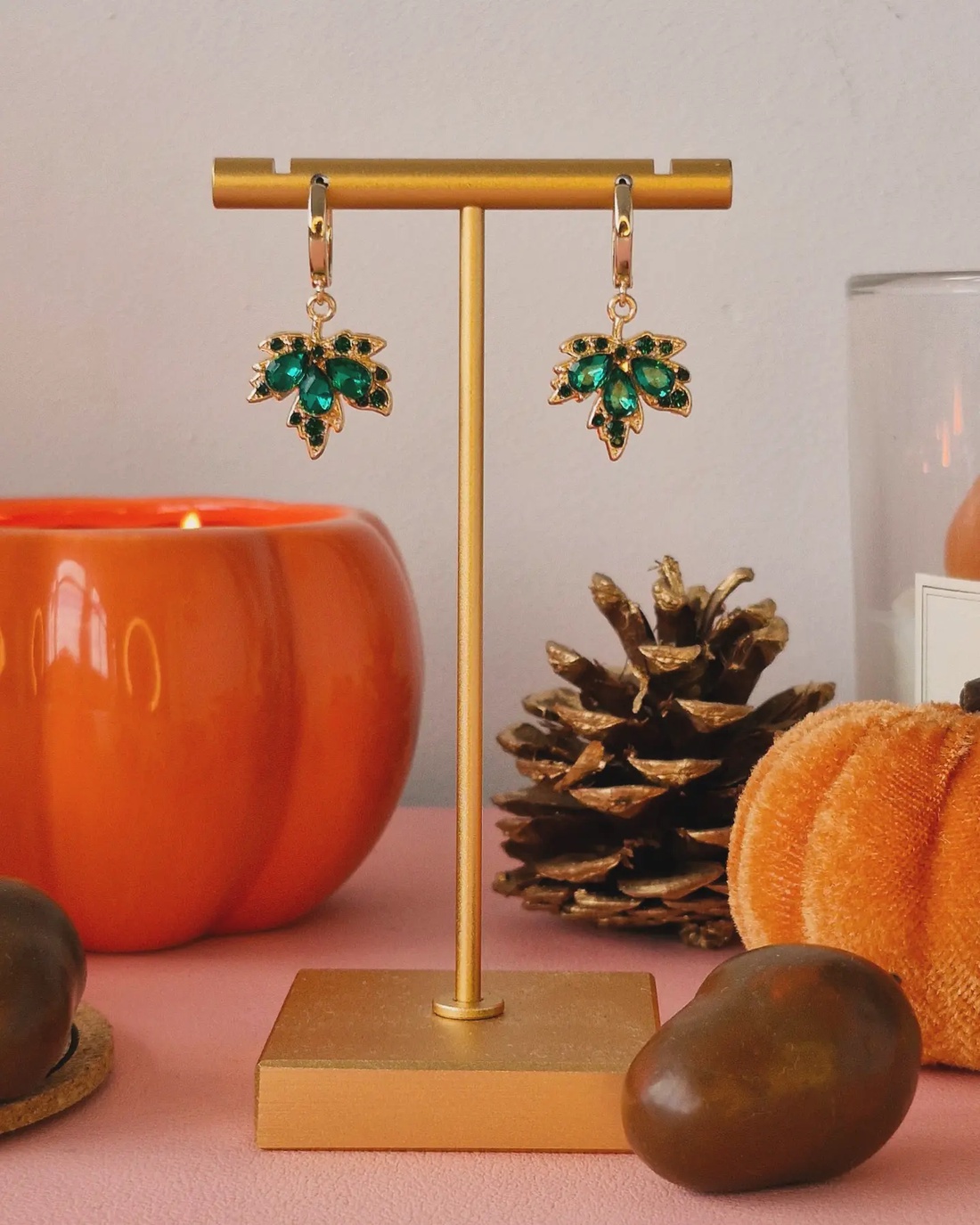 Cercei Autumn Leaves placați cu aur 18K - bijuterii - cercei - cercei din aur - Artynos.ro