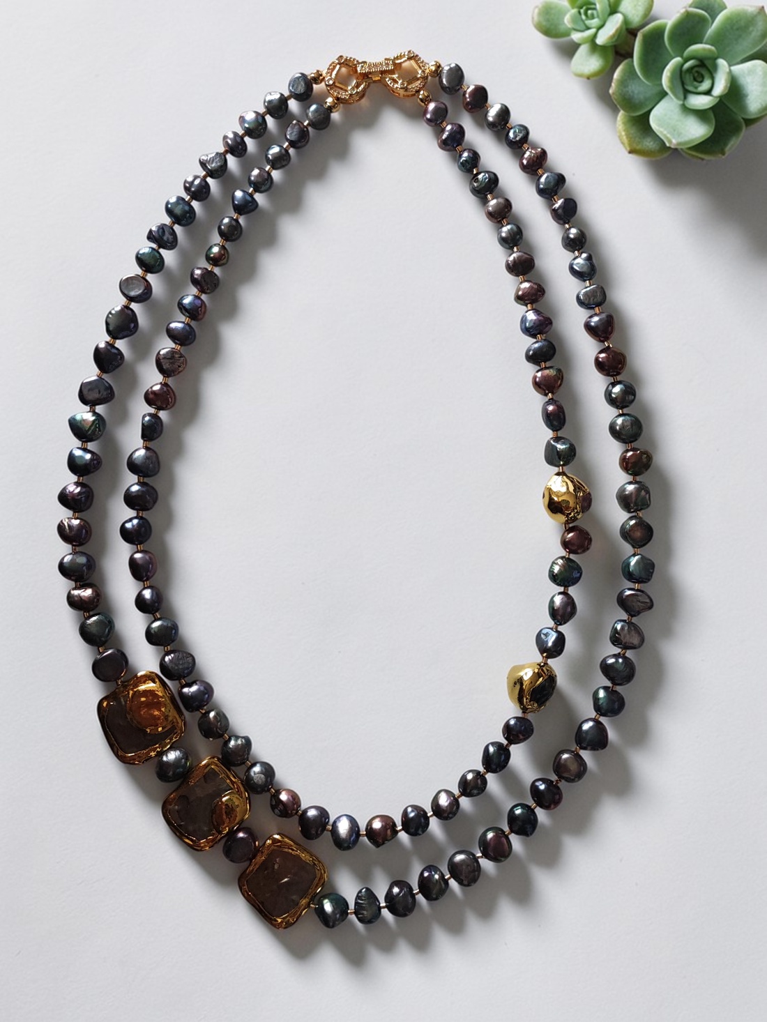 Colier perle negre - bijuterii - coliere - coliere din perle - Artynos.ro