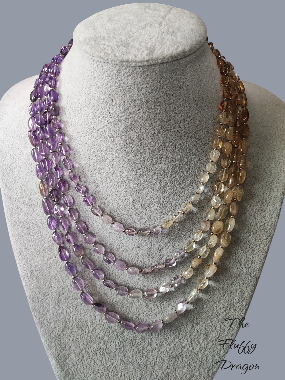 Colier multiple siruri din ametist si citrin - bijuterii - coliere - coliere din pietre semiprețioase - Artynos.ro