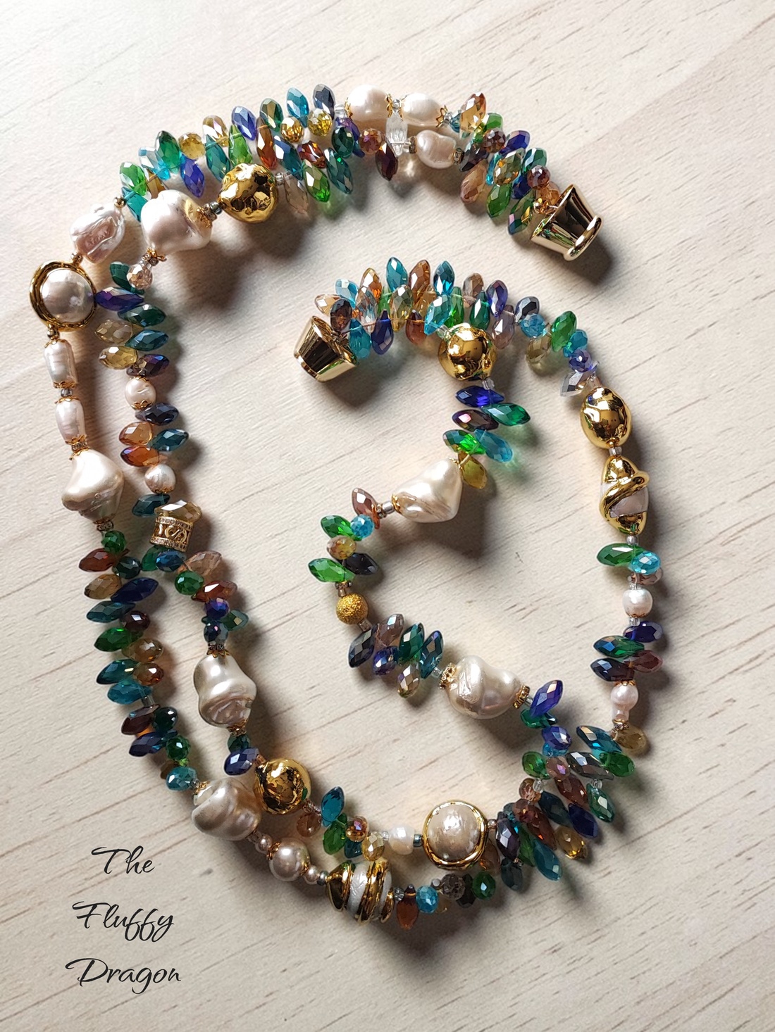 Colier multicolor cu perle keshi, sidef si perle de cultura - bijuterii - coliere - coliere din perle - Artynos.ro