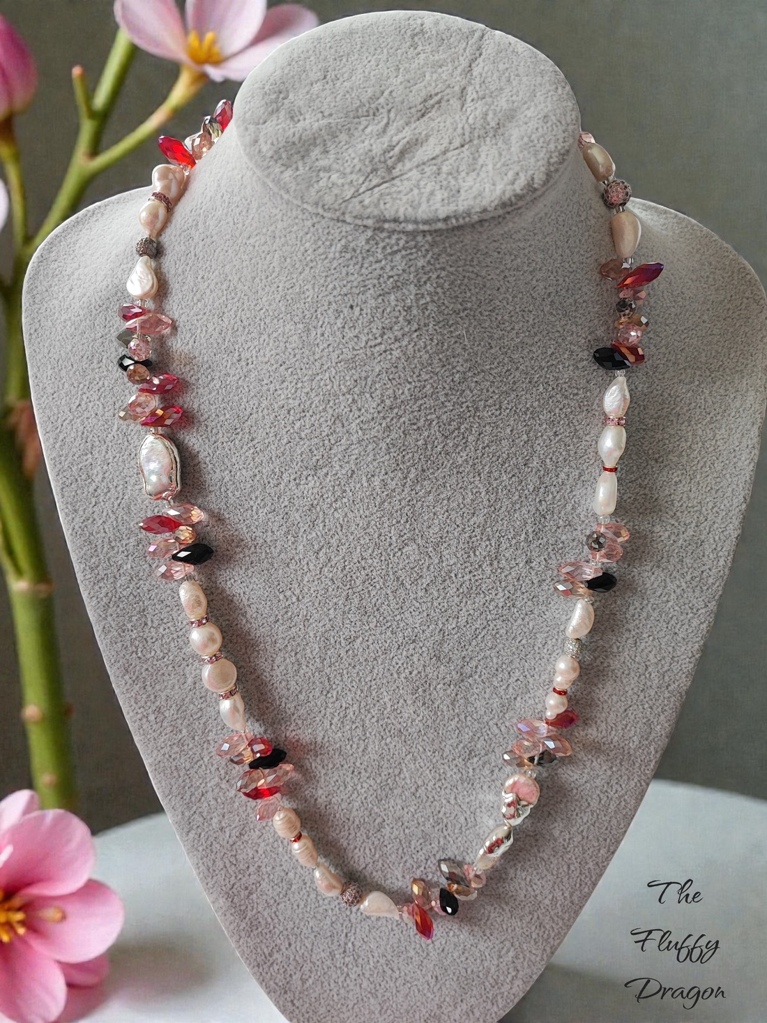 Colier multicolor cu perle de cultura si margele - bijuterii - coliere - coliere din perle - Artynos.ro