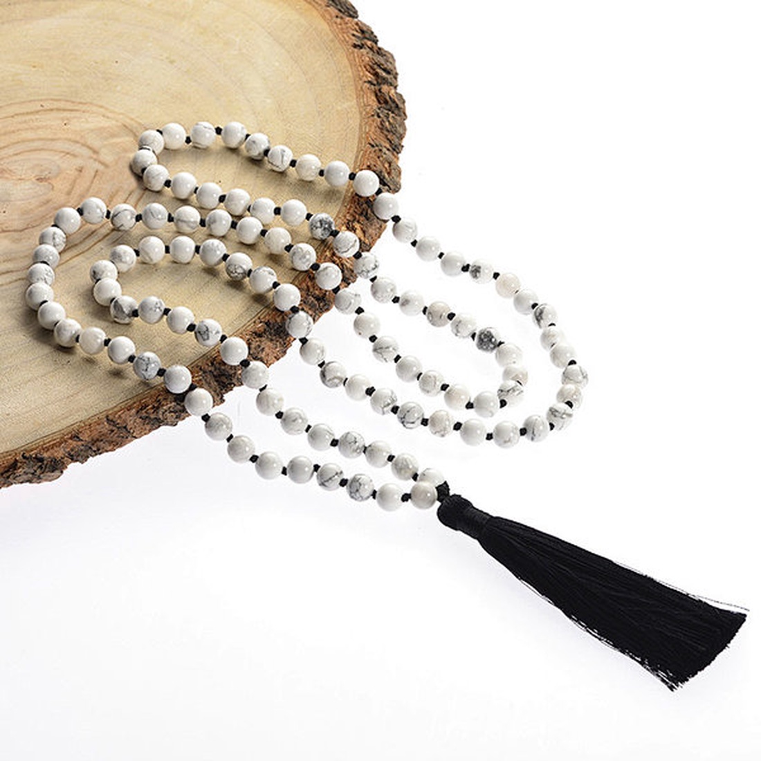 Colier Mala cu noduri, din pietre semipretioase - bijuterii - coliere - coliere din pietre semiprețioase - Artynos.ro