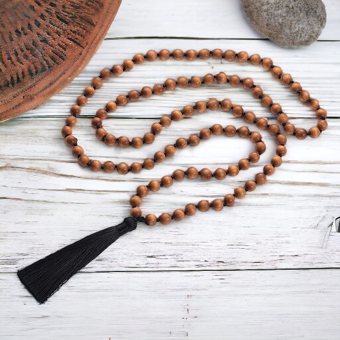 Colier Mala cu noduri, din pietre semipretioase - bijuterii - coliere - coliere din pietre semiprețioase - Artynos.ro