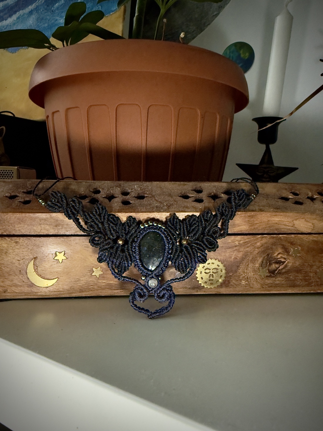 Colier Macrame Labradorit - bijuterii - coliere - chockere - Artynos.ro