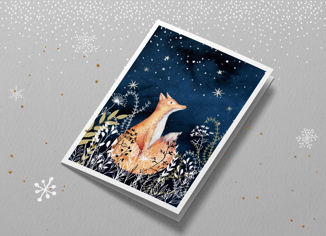 Carte poștală de Crăciun, felicitare, animal de pădure cadou companion -  - Artynos.ro