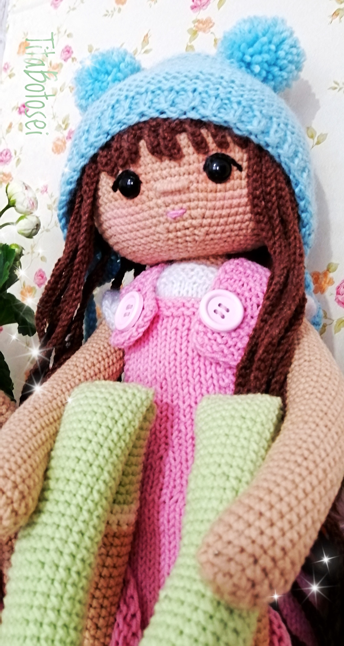 Papusa crosetata, jucărie crosetata, handmade, Cadou Craciun, cadou Paște, cadou fetite, cadou zi nastere - jucării și echipamente pentru copii - plușuri - păpușă croșetată, păpușă de pluș - Artynos.ro