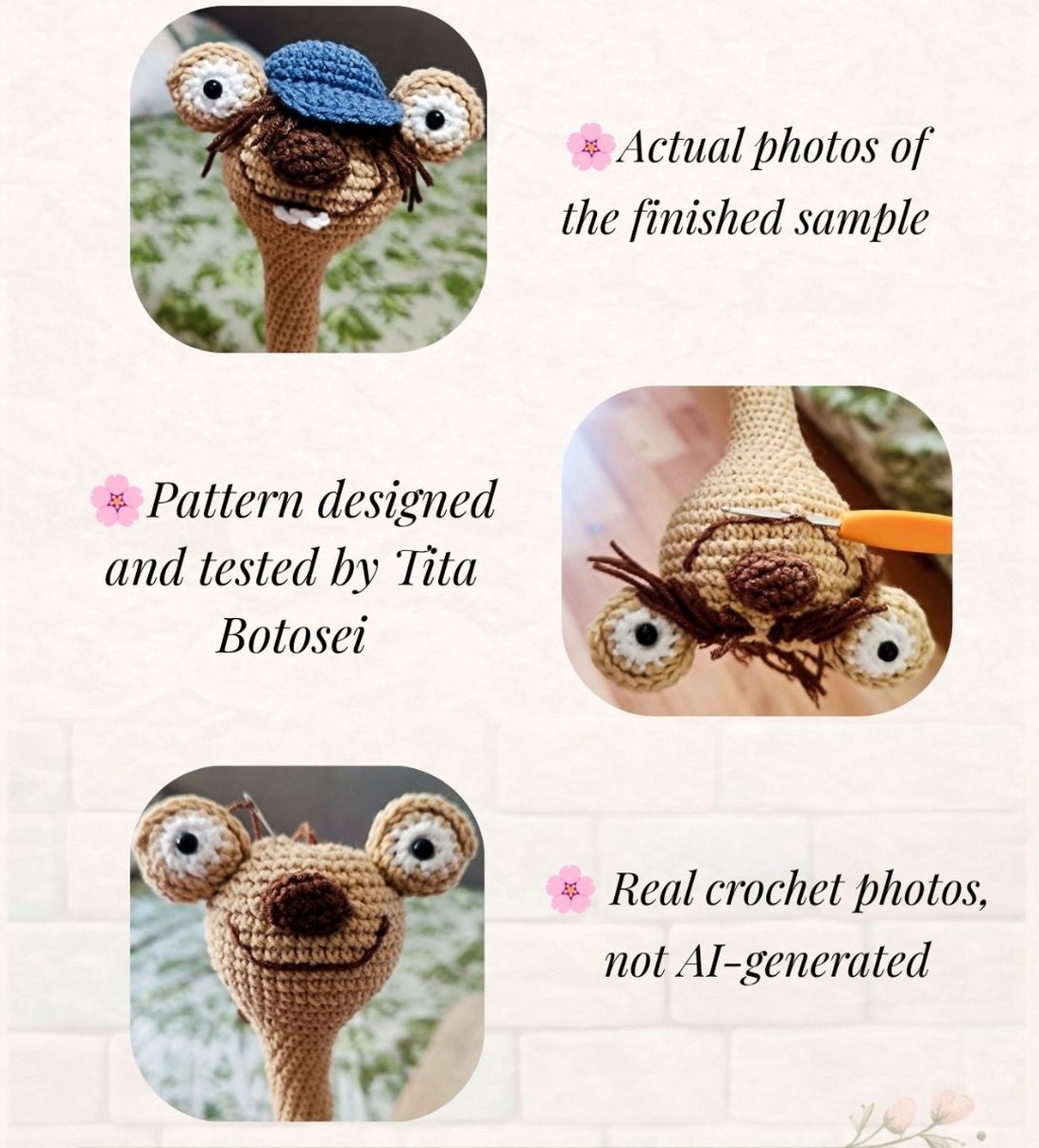 Funny Sidy Crochet Critter  Model de croșetat PDF în limba engleză si germana.  ESTE UN MODEL DIGITAL NU UN PRODUS FIZIC - diy - pregătește-ți singur - modele croitorie, ghidaje, modele punct în cruce - Artynos.ro