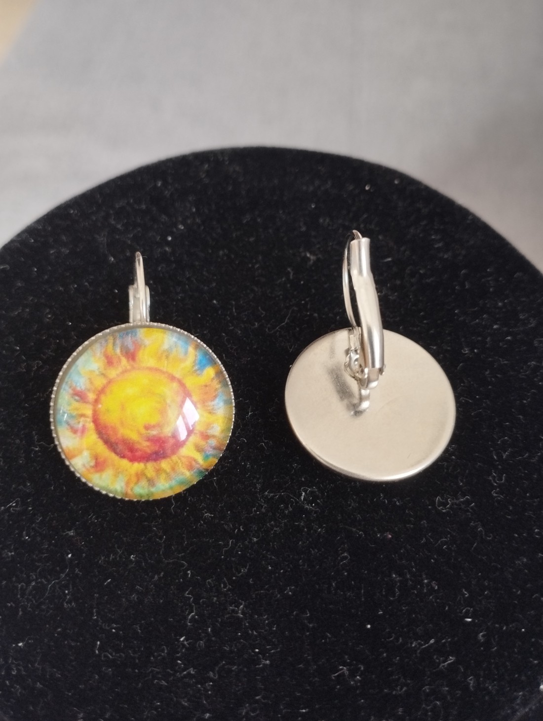 Cercei cu închizătoare franceză inspirați de Van Gogh, cu accesorii din oțel medical -  - Artynos.ro