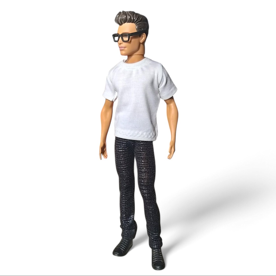 Tricou pentru băieți, cu mâneci scurte, model Ken, alb simplu � îmbrăcăminte pentru păpuși de tip Barbie (f007fh) - jucării și echipamente pentru copii - jucării și accesorii pentru copii - haine de barbie - Artynos.ro
